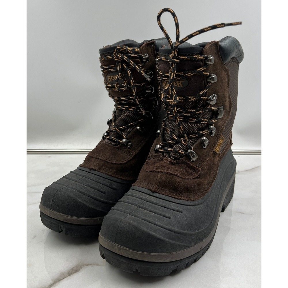 Ranger Boots Mens Sz 10 Brown Suede Insulated Winter Snow Rubber Duck Thermolite
